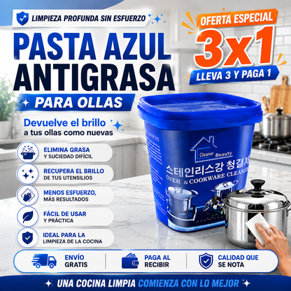 3x1 Anti Grasa de olla Pasta Azul (500gr)