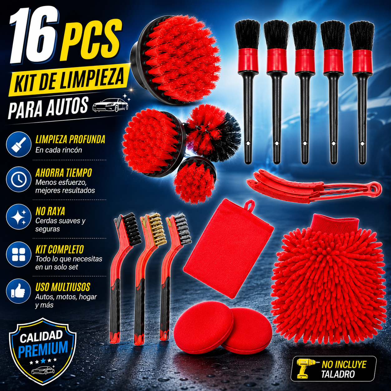 KIT Limpieza De Auto  16 Piezas