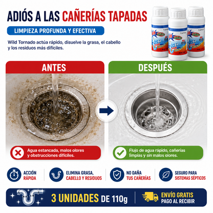 3 Polvo Destapa Cañerias Drenage 110g