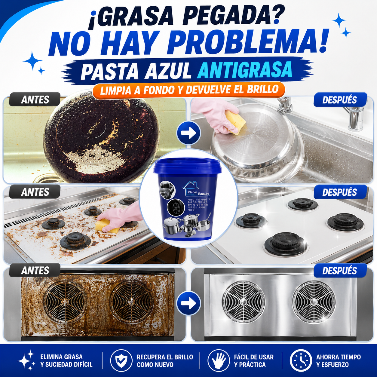 3x1 Anti Grasa de olla Pasta Azul (500gr)