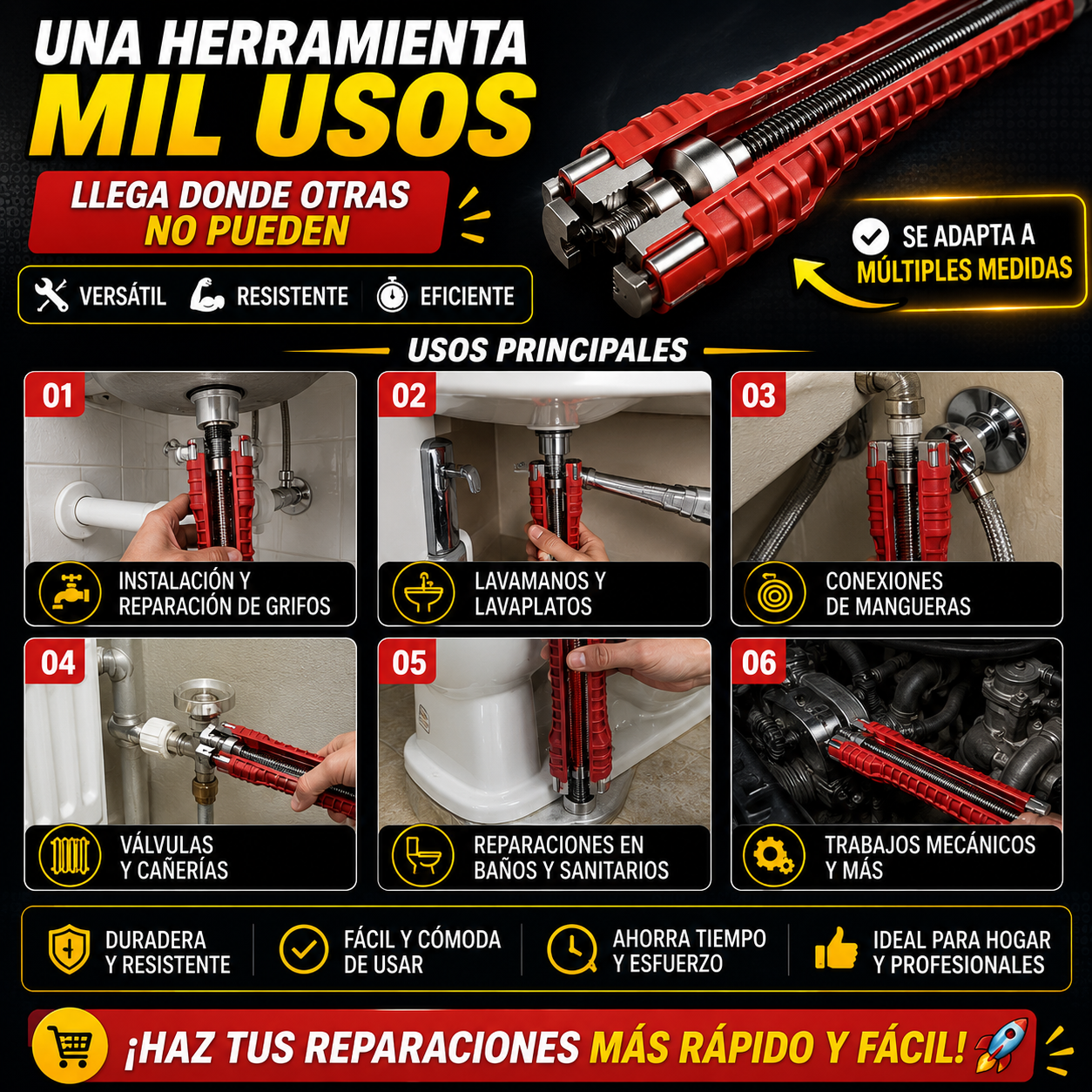 🔥Llave de tubo multifuncional