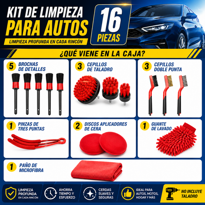 KIT Limpieza De Auto  16 Piezas