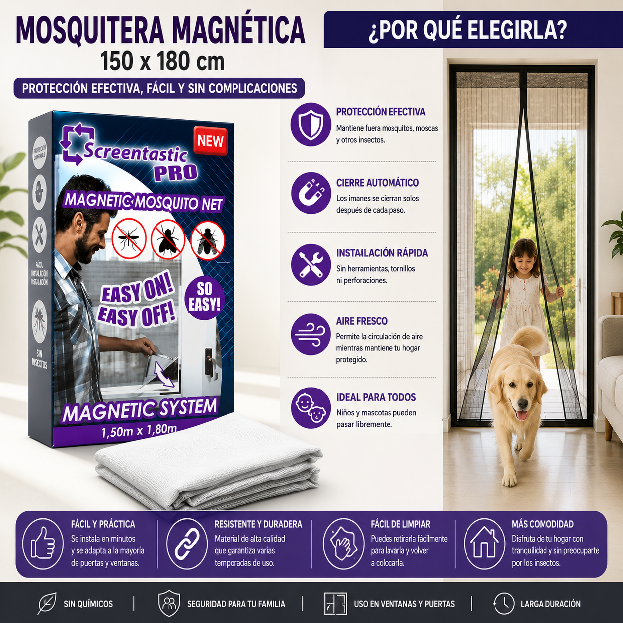 Mosquitera Magnética anti Insectos