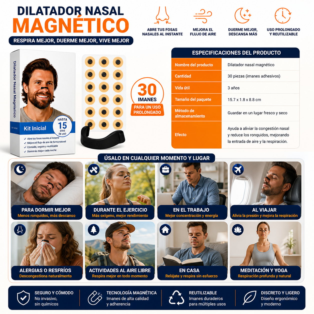 Banda Nasal Magnética Imanes 30 Unidades