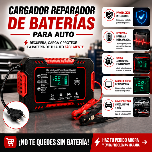 Cargador Reparador de Baterías para Auto