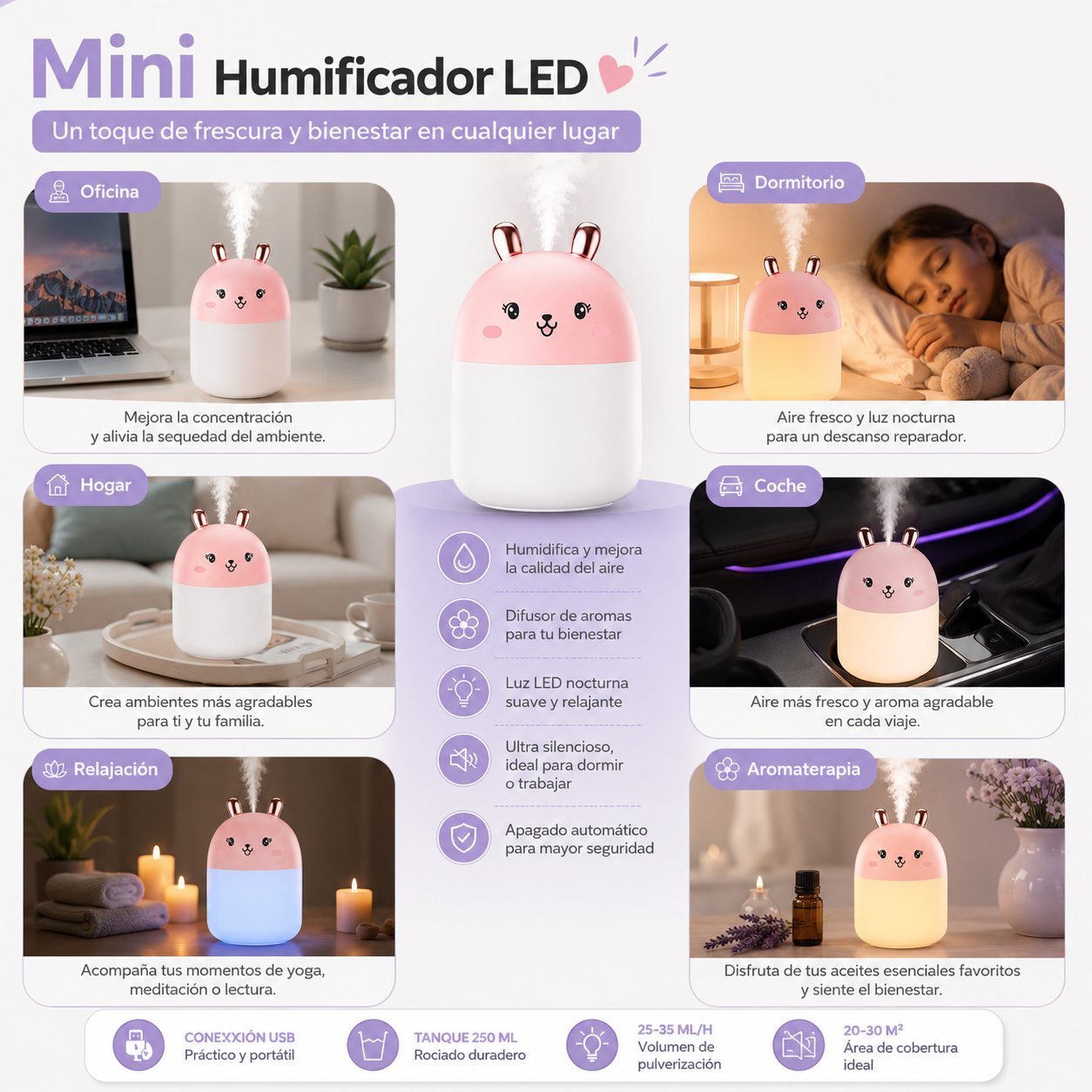 Mini Humidificador USB de Conejo