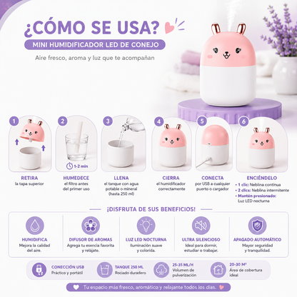 Mini Humidificador USB de Conejo