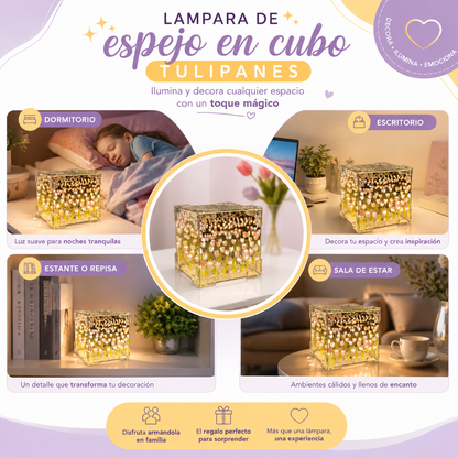 Lámpara Cubo de Tulipanes Cuadrado DIY