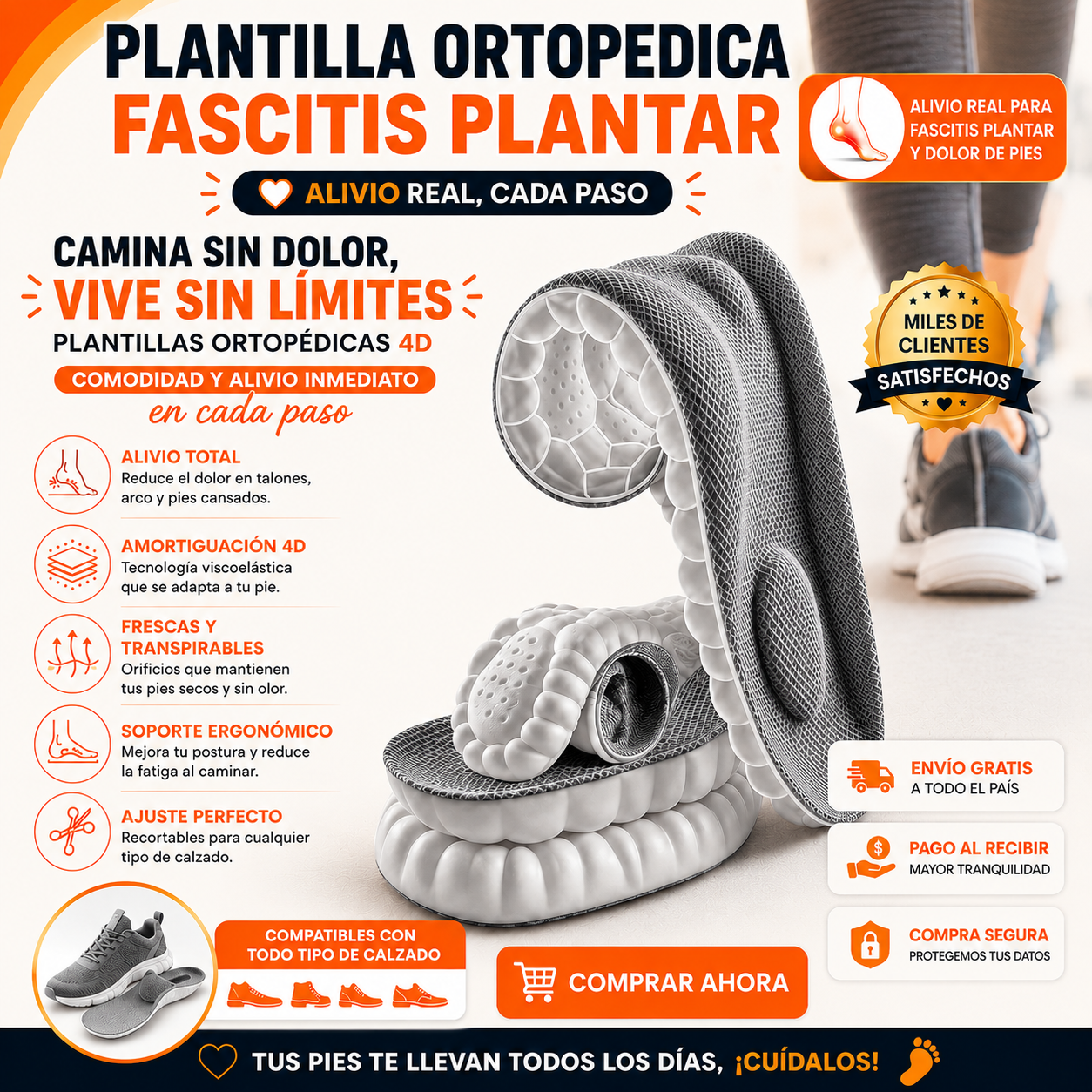 Plantilla ortopédica 4D -  Fascitis Plantar