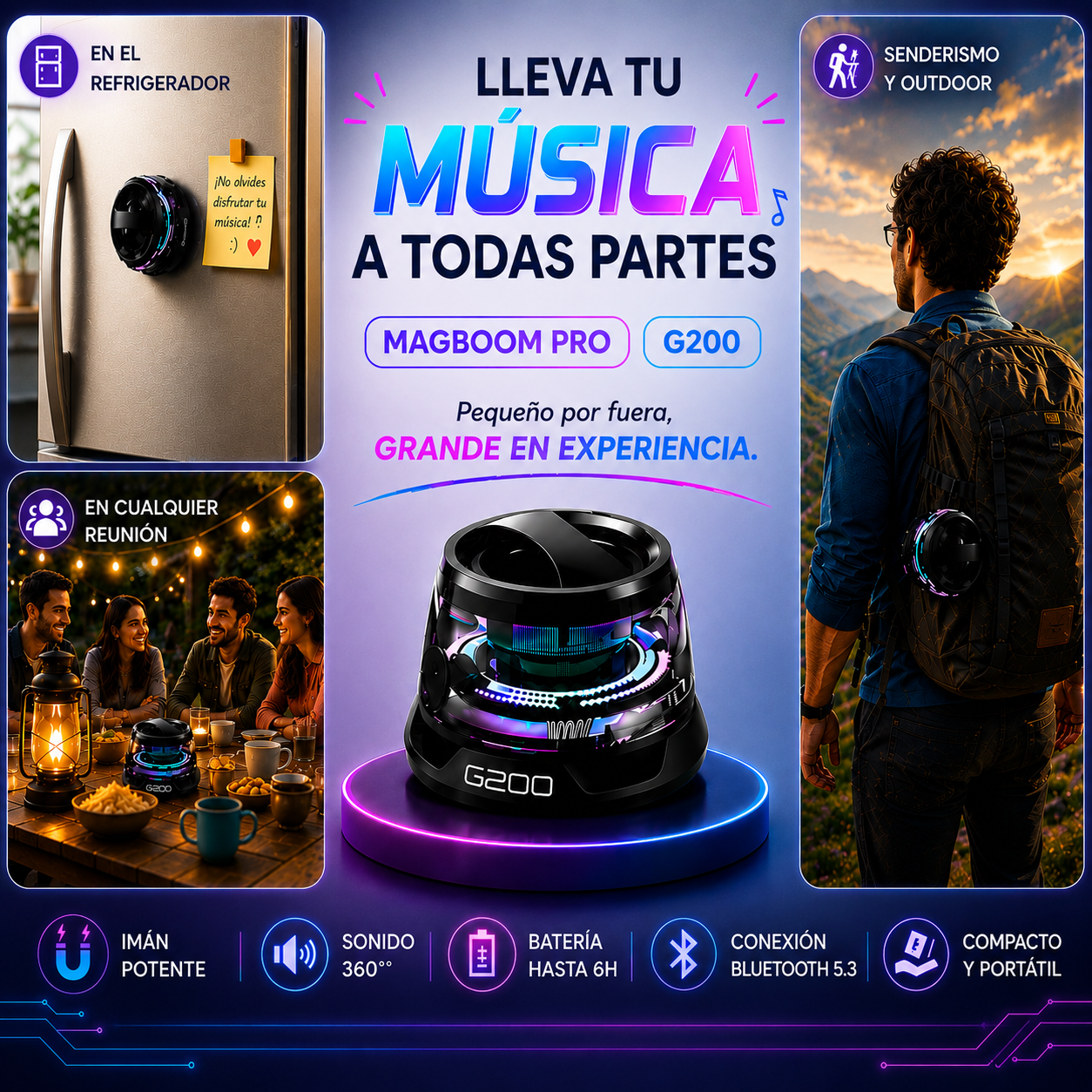 “MagBoom Pro" Parlante Magnético Portátil