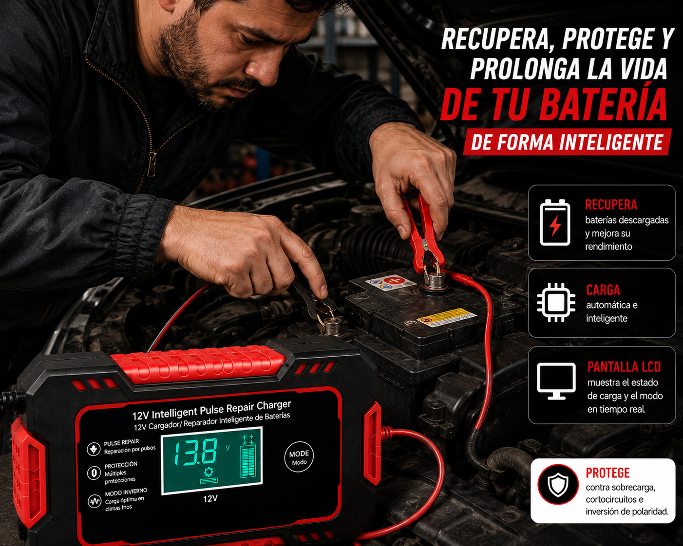 CARGADOR REPARADOR DE BATERIAS PARA AUTO