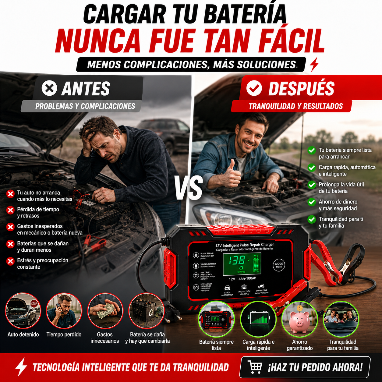 CARGADOR REPARADOR DE BATERIAS PARA AUTO