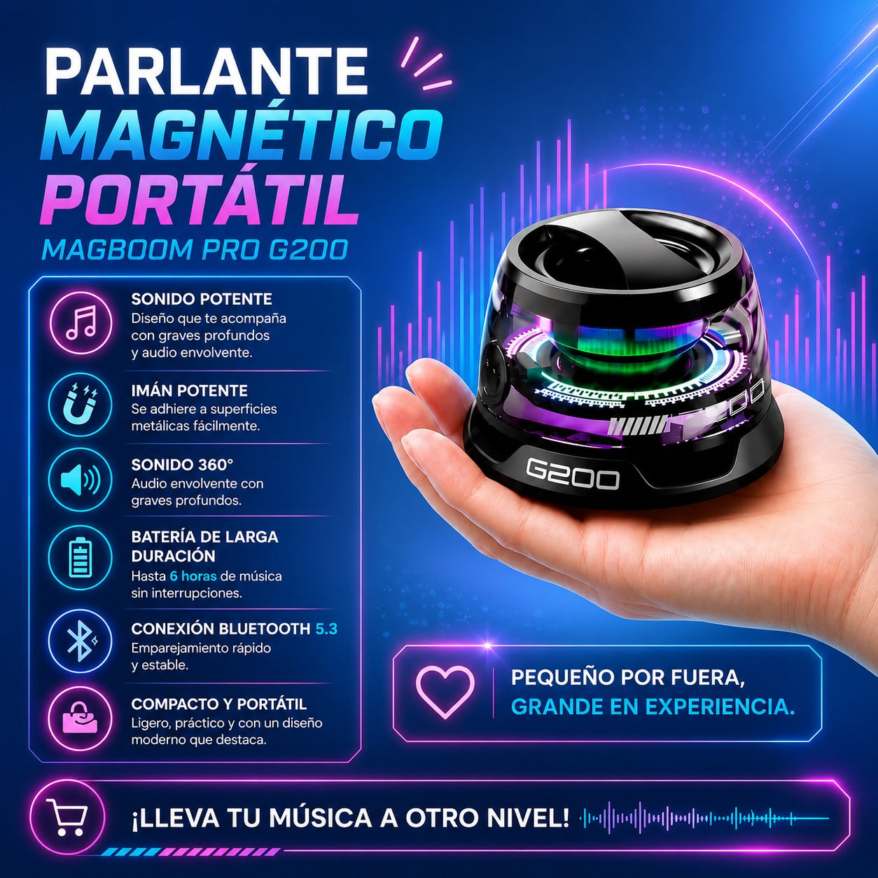 “MagBoom Pro" Parlante Magnético Portátil